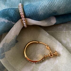 Gold Plated Diamond Crystal Screw-back Earrings